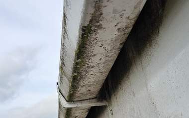 Fascia and soffit boards dirty before cleaning