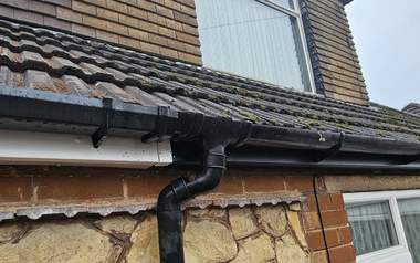 Downpipe and soffit detail after cleaning